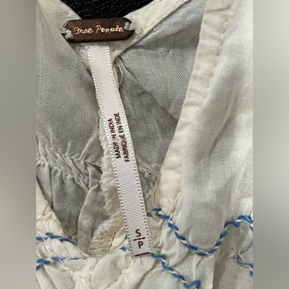 Free People Womens Ivory Embroidered Short Sleeve Dress Sz S like new condition - Picture 9 of 15